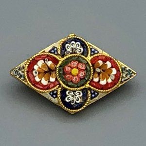 VINTAGE MILLEFIORI MICRO MOSAIC INLAY PIN